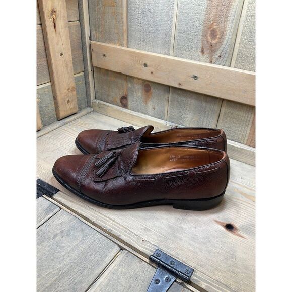 ALLEN Edmonds Dalton Brown Pebble Leather Loafer Tassel Dress Shoes Vibram 11.5D main image 9
